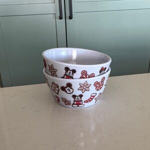 Disney Red and White Mickey Mouse Holiday Bowls